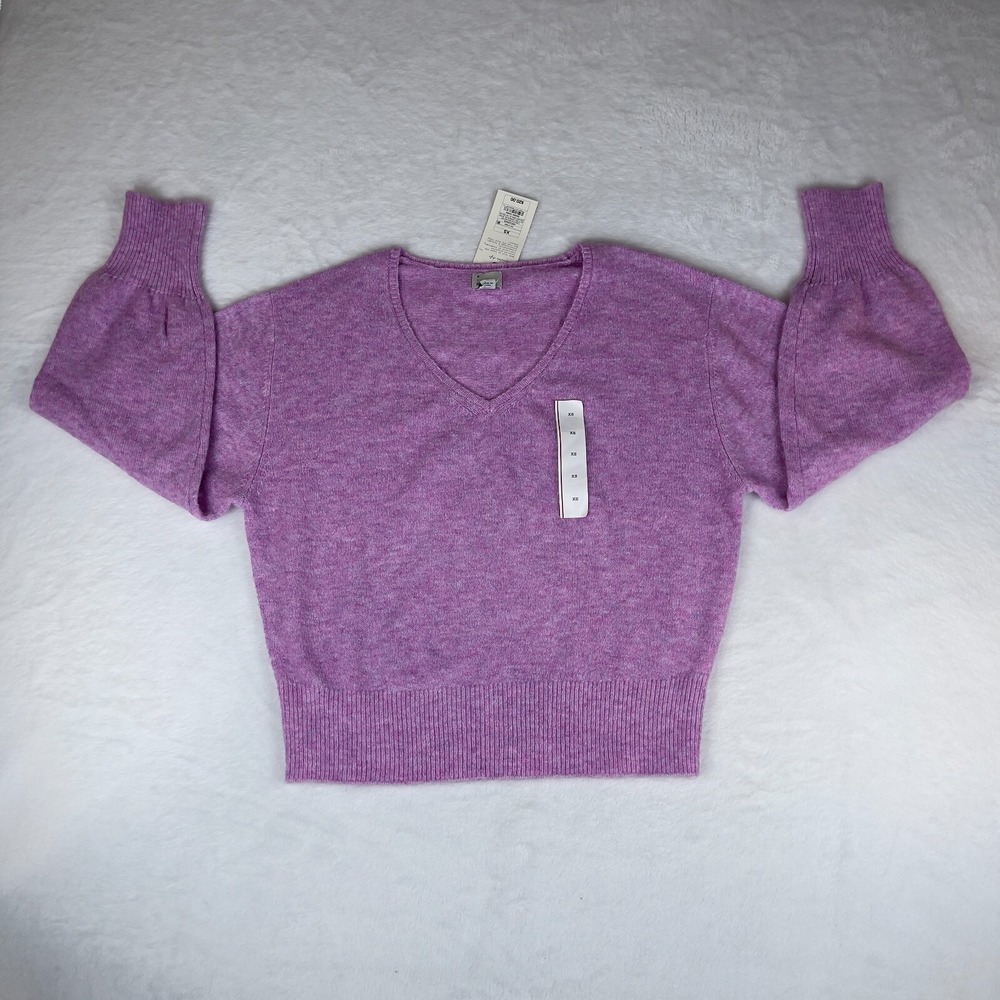 A New Day Sweater Women's XS Purple Cozy Knit Ribbed Hem Stretch V-Neck Pullover - Picture 2 of 4